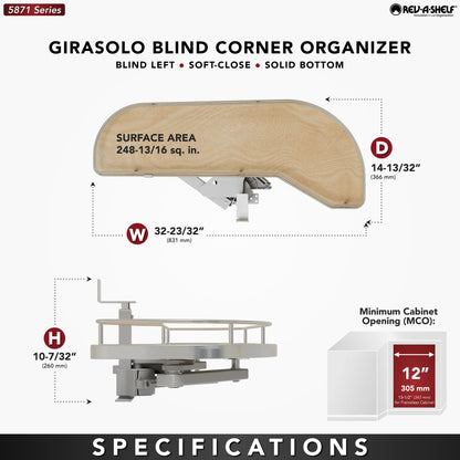 Rev-A-Shelf Girasolo with Contemporary Chrome and Maple Shelves Blind Corner Optimizer, maple