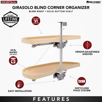 Rev-A-Shelf Girasolo with Wood Classic Shelves Blind Corner Optimizer with Soft-Close