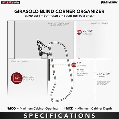 Rev-A-Shelf Girasolo with Wood Classic Shelves Blind Corner Optimizer with Soft-Close, maple