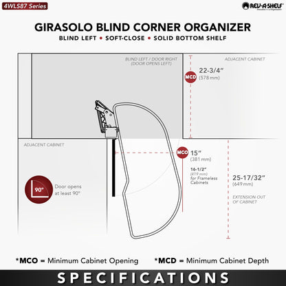 Rev-A-Shelf Girasolo with Wood Classic Shelves Blind Corner Optimizer with Soft-Close, maple