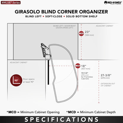 Rev-A-Shelf Girasolo with Wood Classic Shelves Blind Corner Optimizer with Soft-Close, maple
