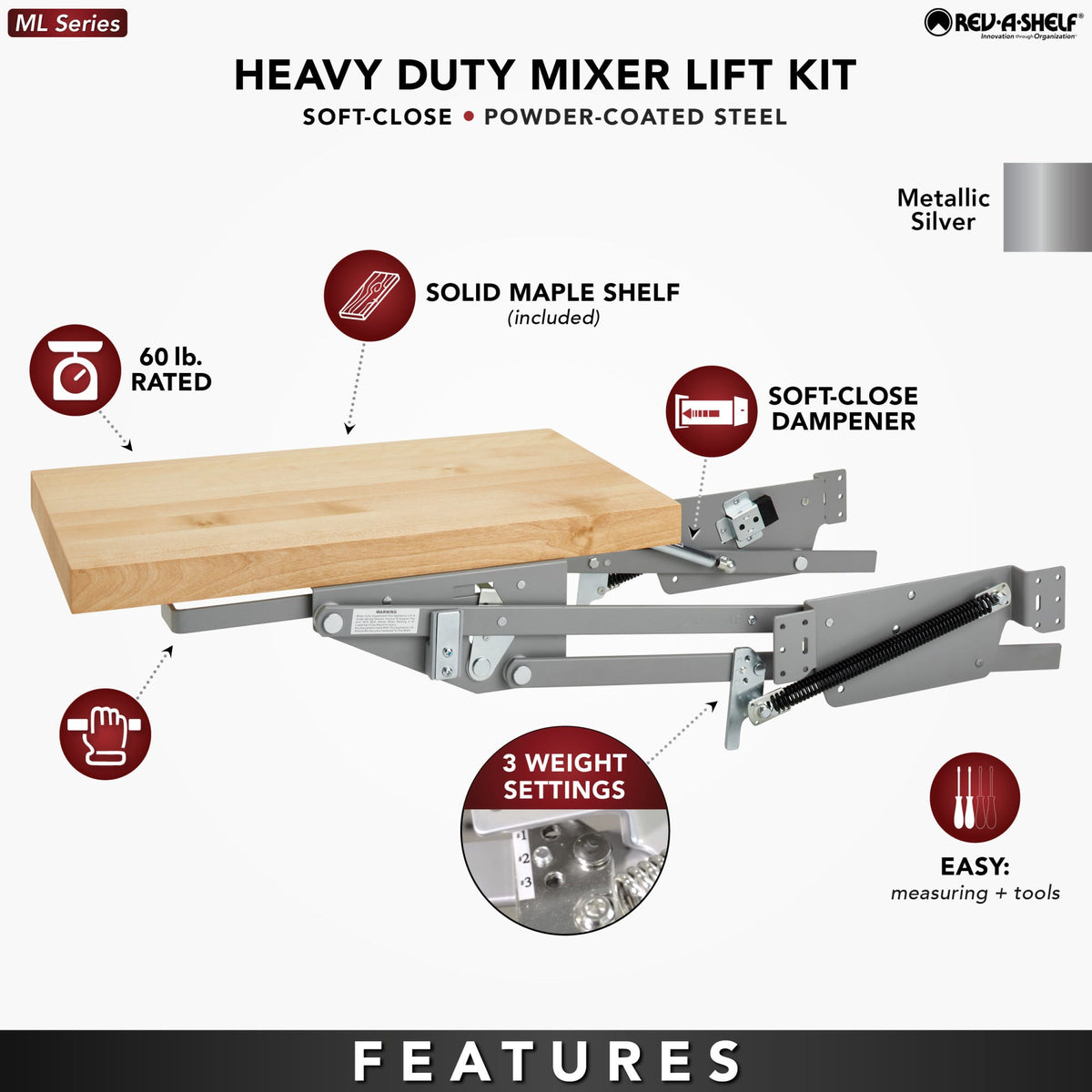 Rev-A-Shelf Heavy Duty Mixer Lift with Shelf