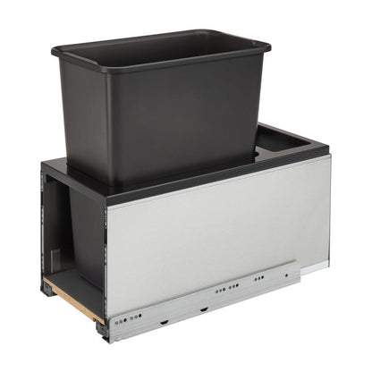 Rev-A-Shelf LEGRABOX Pullout Waste Container with BLUM Soft-Close for Frameless Base Cabinets, Black, 12"