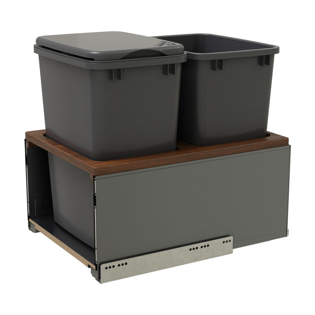 Rev-A-Shelf LEGRABOX Pullout Waste Container with BLUM Soft-Close for Frameless Base Cabinets, Orion Gray, 18"