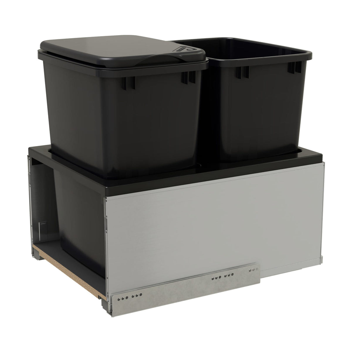 Rev-A-Shelf LEGRABOX Pullout Waste Container with BLUM Soft-Close for Frameless Base Cabinets, Black, 18"