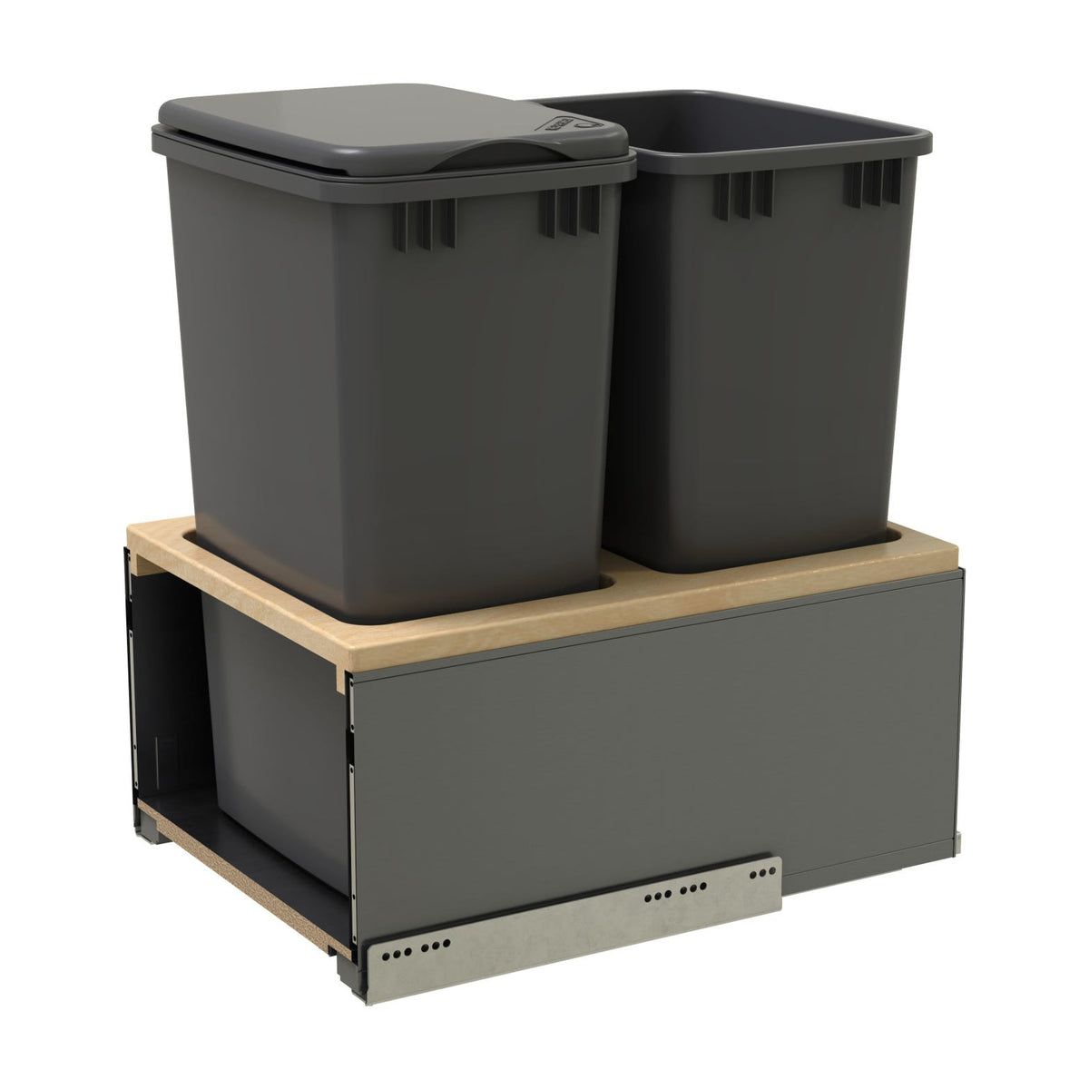 Rev-A-Shelf LEGRABOX Pullout Waste Container with BLUM Soft-Close for Frameless Base Cabinets, Orion Gray, 18"