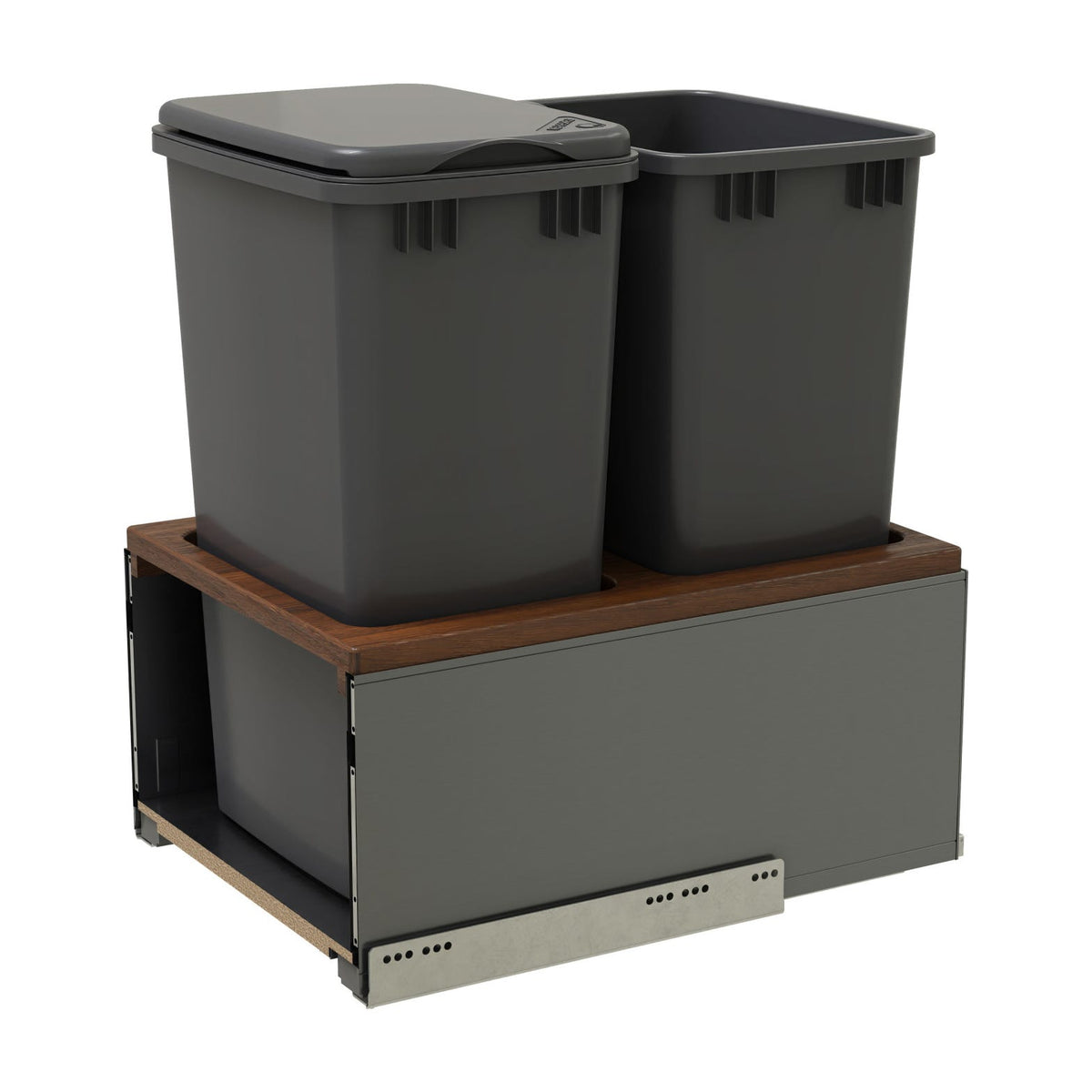 Rev-A-Shelf LEGRABOX Pullout Waste Container with BLUM Soft-Close for Frameless Base Cabinets, Orion Gray, 18"