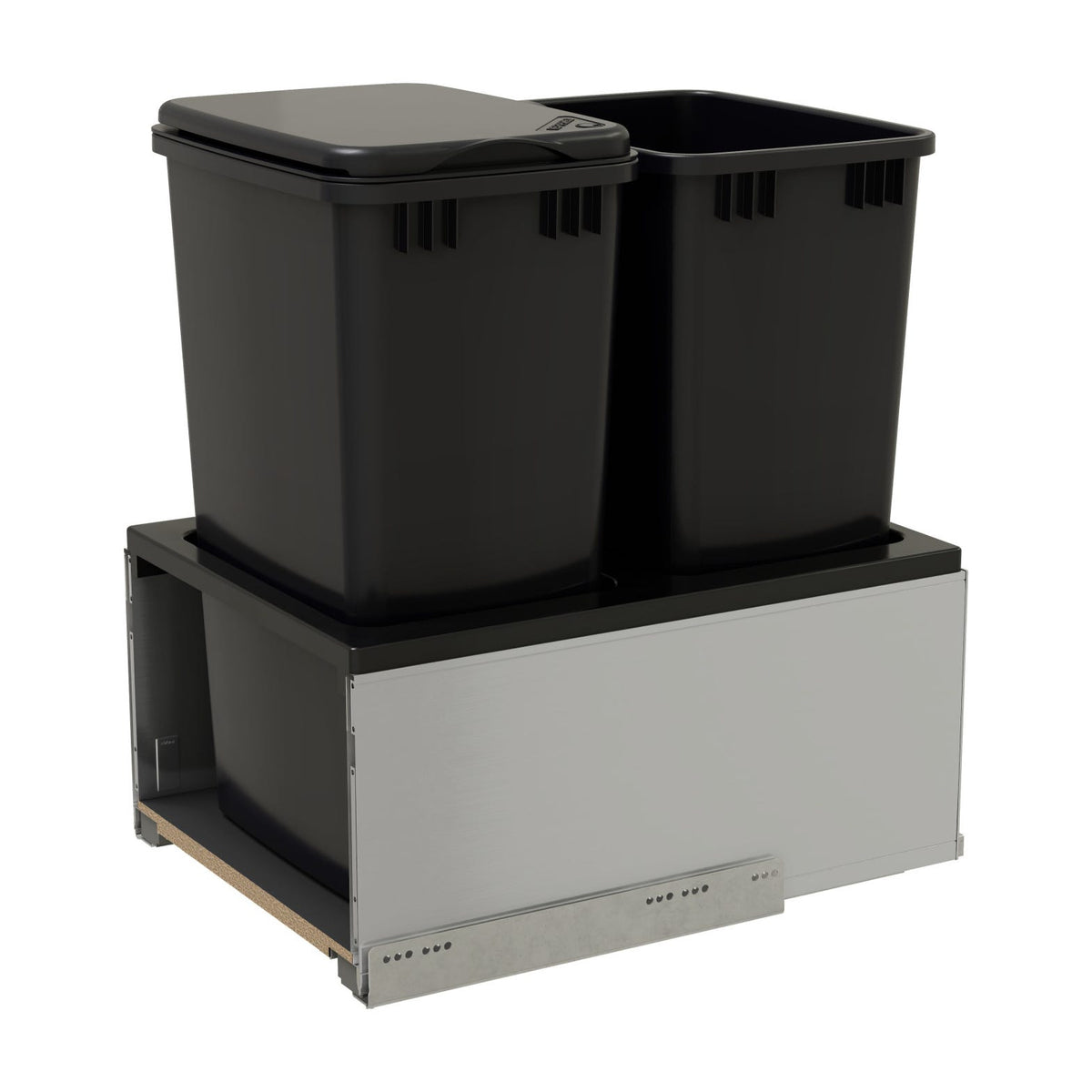 Rev-A-Shelf LEGRABOX Pullout Waste Container with BLUM Soft-Close for Frameless Base Cabinets, Black, 18"