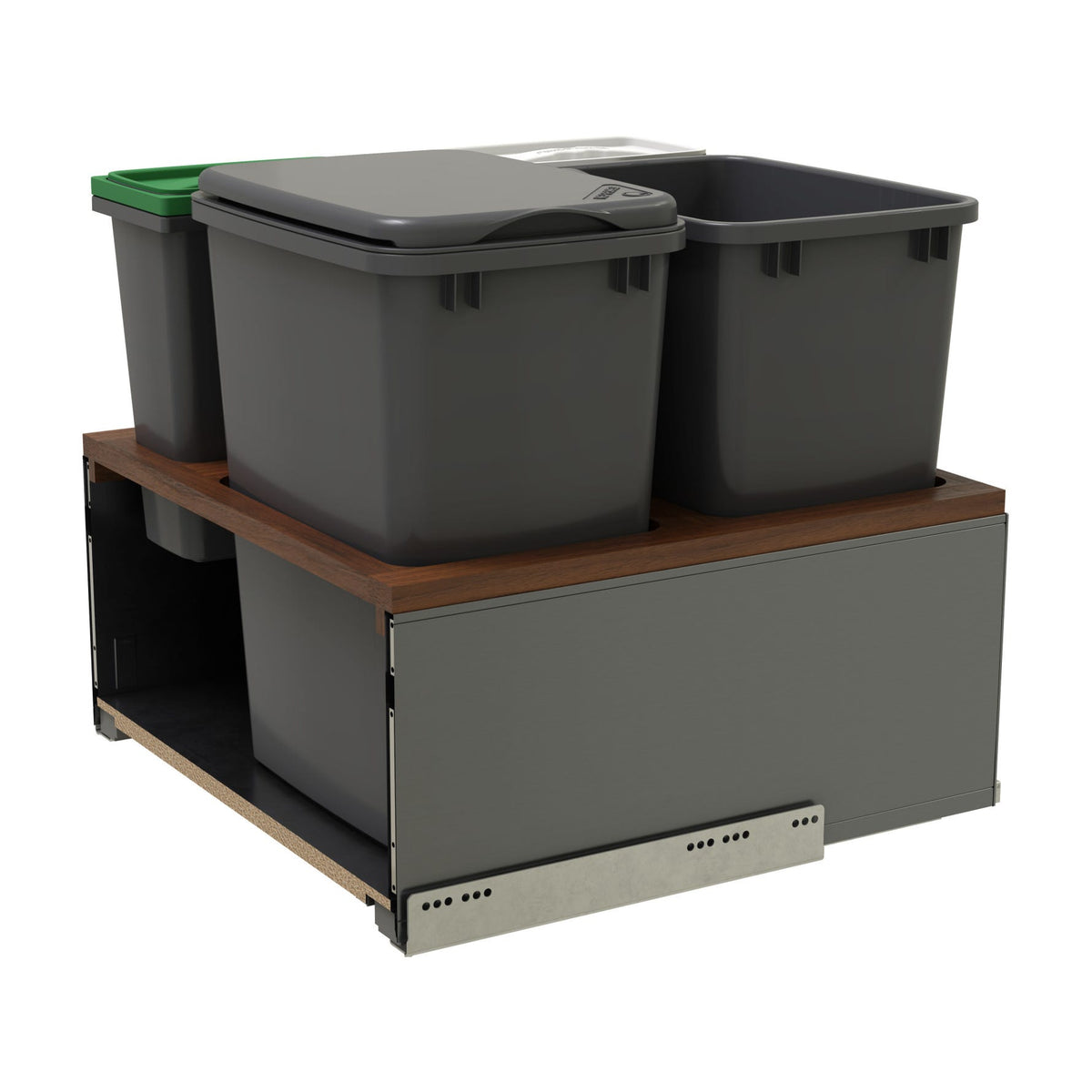 Rev-A-Shelf LEGRABOX Pullout Waste Container with BLUM Soft-Close for Frameless Base Cabinets, Orion Gray, 18"