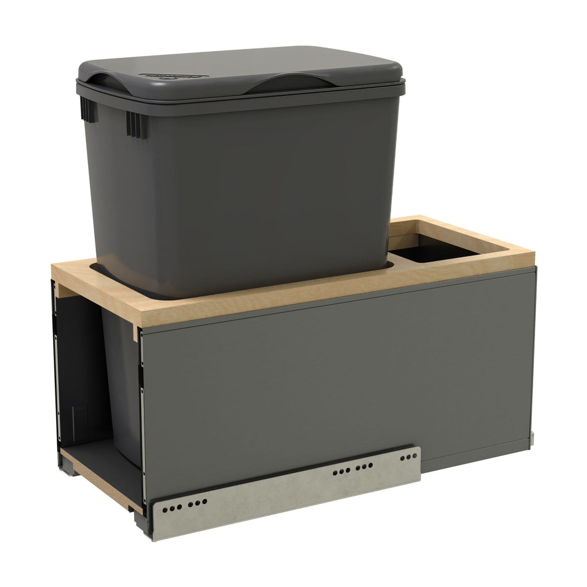 Rev-A-Shelf LEGRABOX Pullout Waste Container with BLUM Soft-Close for Frameless Base Cabinets, Orion Gray, 12"