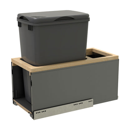 Rev-A-Shelf LEGRABOX Pullout Waste Container with BLUM Soft-Close for Frameless Base Cabinets, Orion Gray, 12"