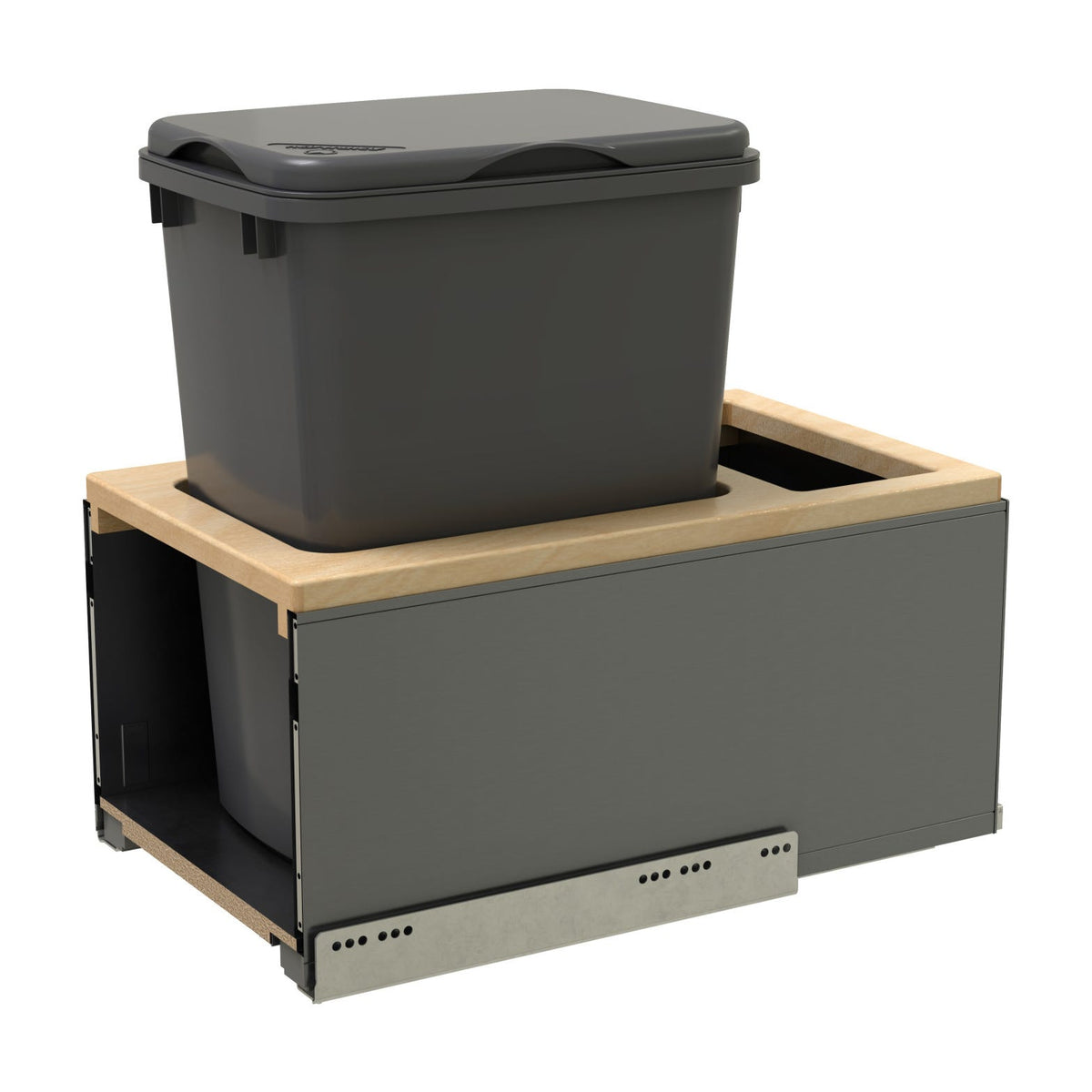 Rev-A-Shelf LEGRABOX Pullout Waste Container with BLUM Soft-Close for Frameless Base Cabinets, Orion Gray, 15"