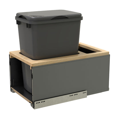 Rev-A-Shelf LEGRABOX Pullout Waste Container with BLUM Soft-Close for Frameless Base Cabinets, Orion Gray, 15"