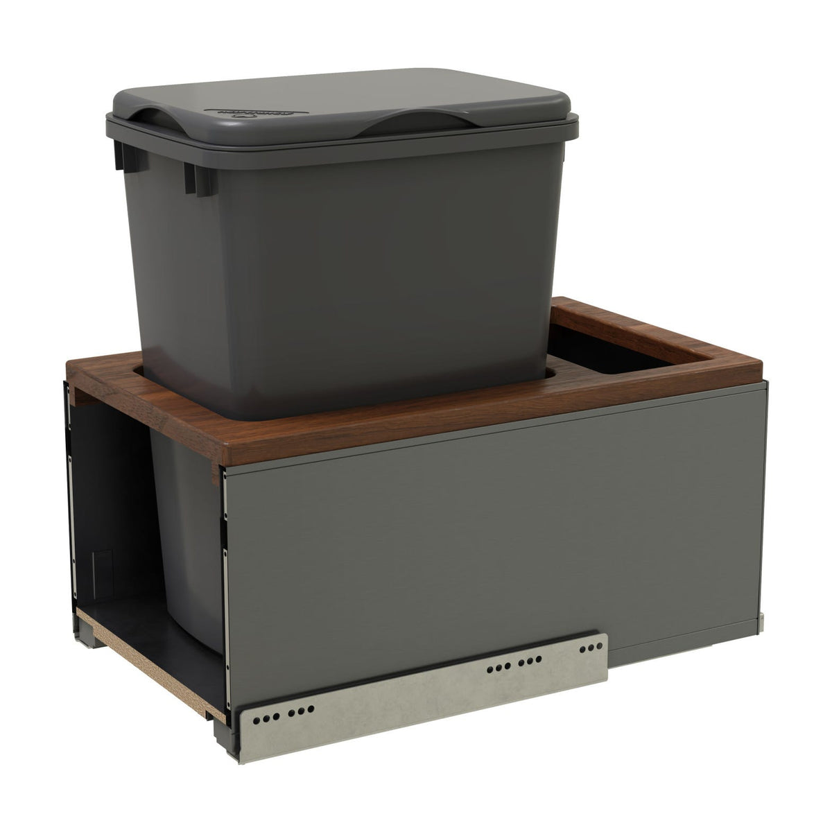 Rev-A-Shelf LEGRABOX Pullout Waste Container with BLUM Soft-Close for Frameless Base Cabinets, Orion Gray, 15"