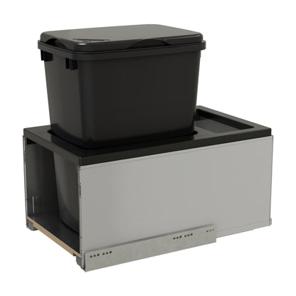 Rev-A-Shelf LEGRABOX Pullout Waste Container with BLUM Soft-Close for Frameless Base Cabinets, Black, 15"