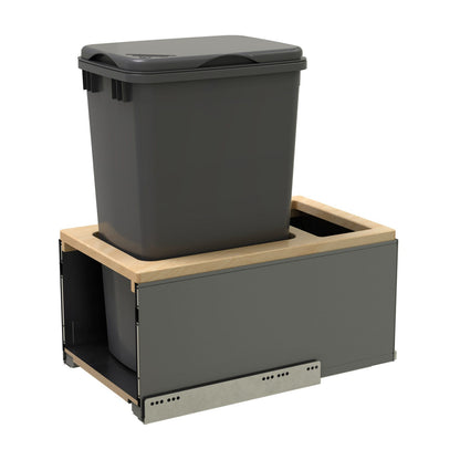 Rev-A-Shelf LEGRABOX Pullout Waste Container with BLUM Soft-Close for Frameless Base Cabinets, Orion Gray, 15"