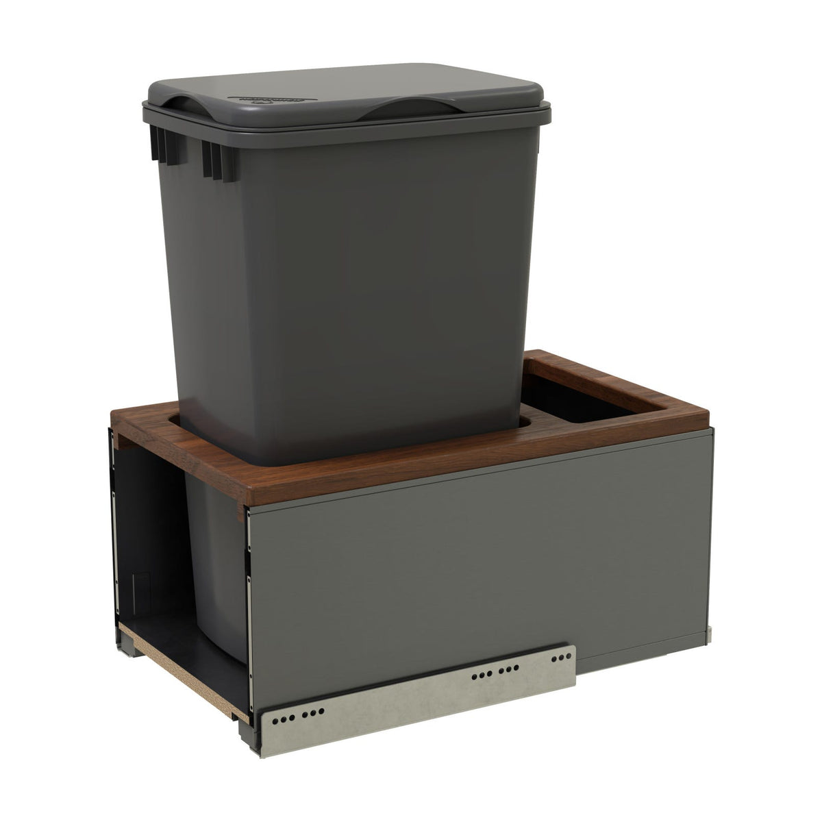 Rev-A-Shelf LEGRABOX Pullout Waste Container with BLUM Soft-Close for Frameless Base Cabinets, Orion Gray, 15"