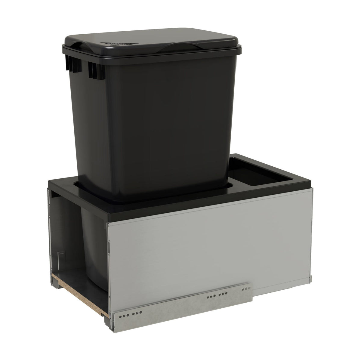 Rev-A-Shelf LEGRABOX Pullout Waste Container with BLUM Soft-Close for Frameless Base Cabinets, Black, 15"