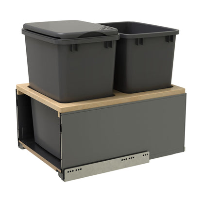 Rev-A-Shelf LEGRABOX Pullout Waste Container with BLUM Soft-Close for Frameless Base Cabinets, Orion Gray, 18"