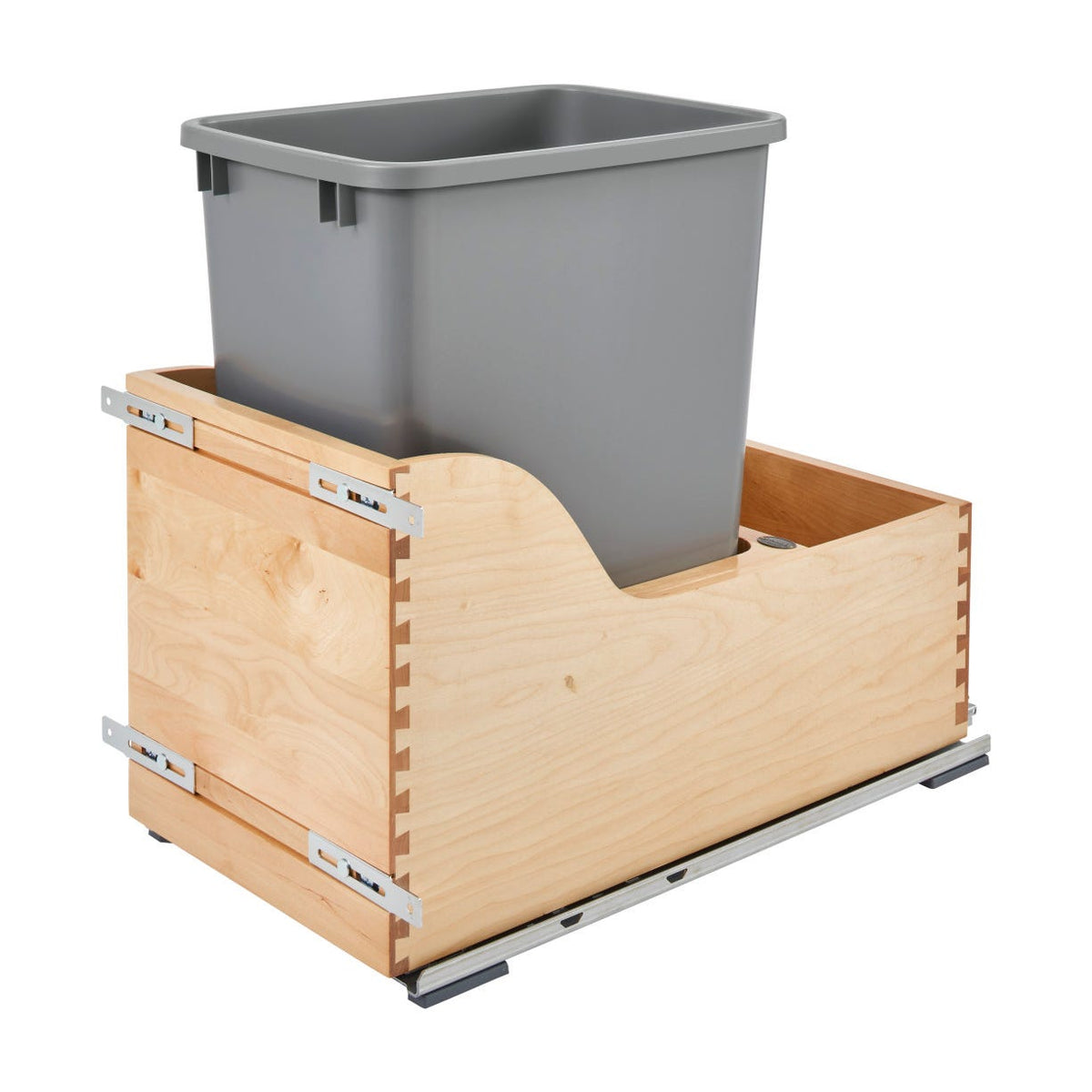 Rev-A-Shelf Maple Bottom Mount Waste Container with SERVO-DRIVE, Natural Maple, 12"