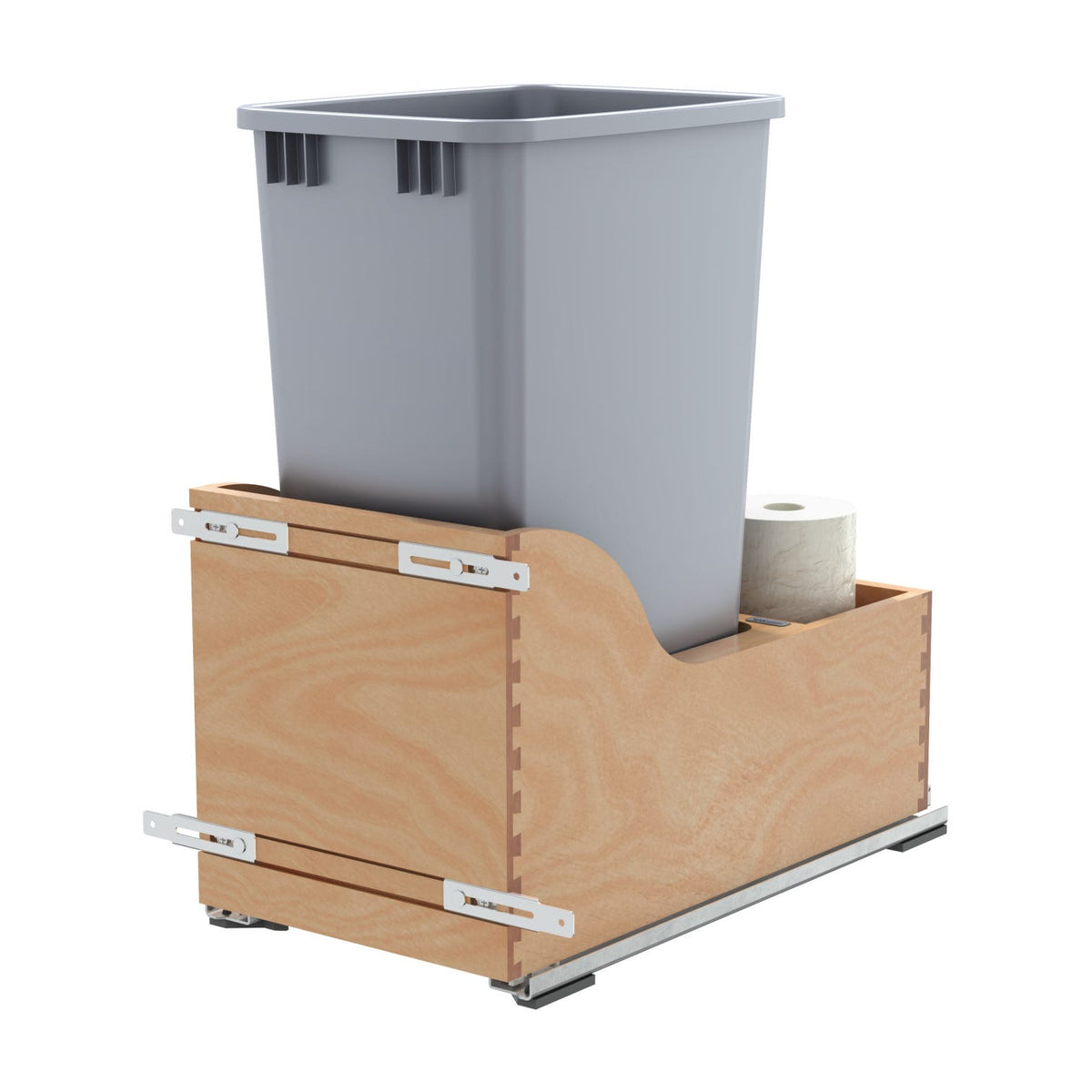 Rev-A-Shelf Maple Bottom Mount Waste Container with SERVO-DRIVE, Natural Maple, 12"