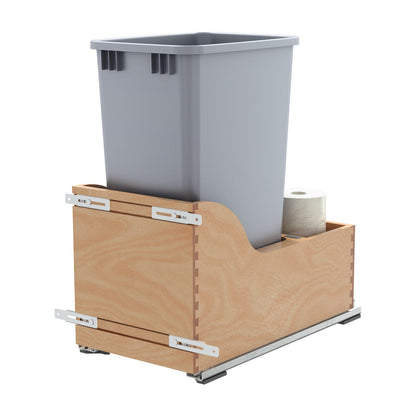 Rev-A-Shelf Maple Bottom Mount Waste Container with SERVO-DRIVE, Natural Maple, 12"