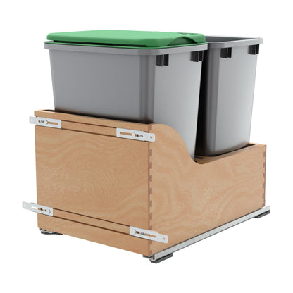 Rev-A-Shelf Maple Bottom Mount Waste Container with SERVO-DRIVE, Natural Maple, 15"