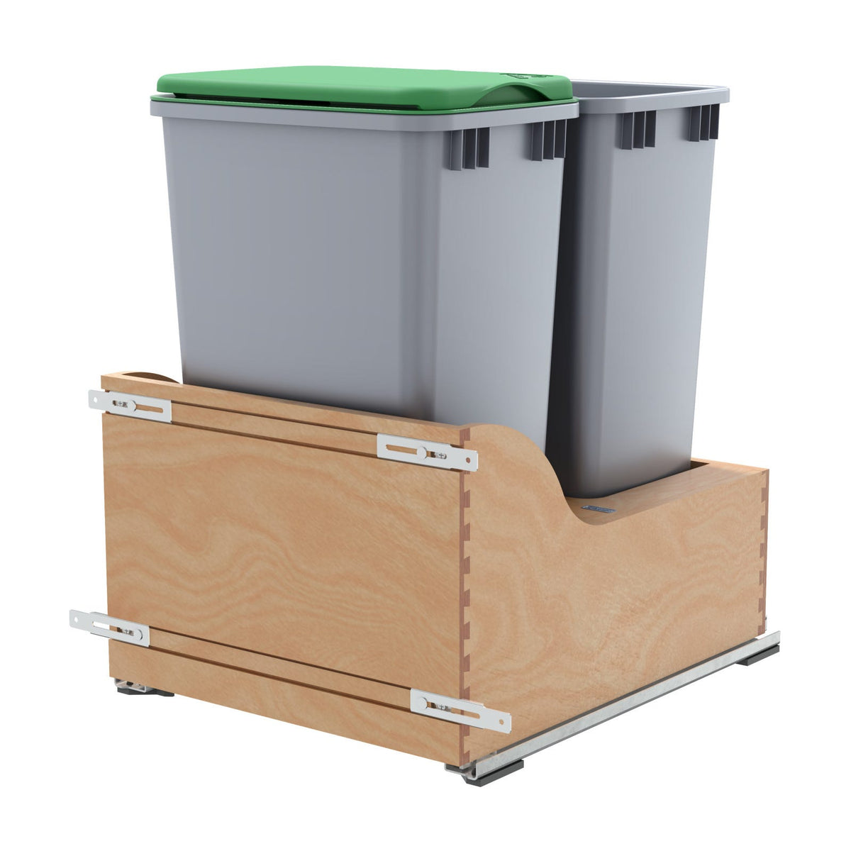 Rev-A-Shelf Maple Bottom Mount Waste Container with SERVO-DRIVE, Natural Maple, 18"