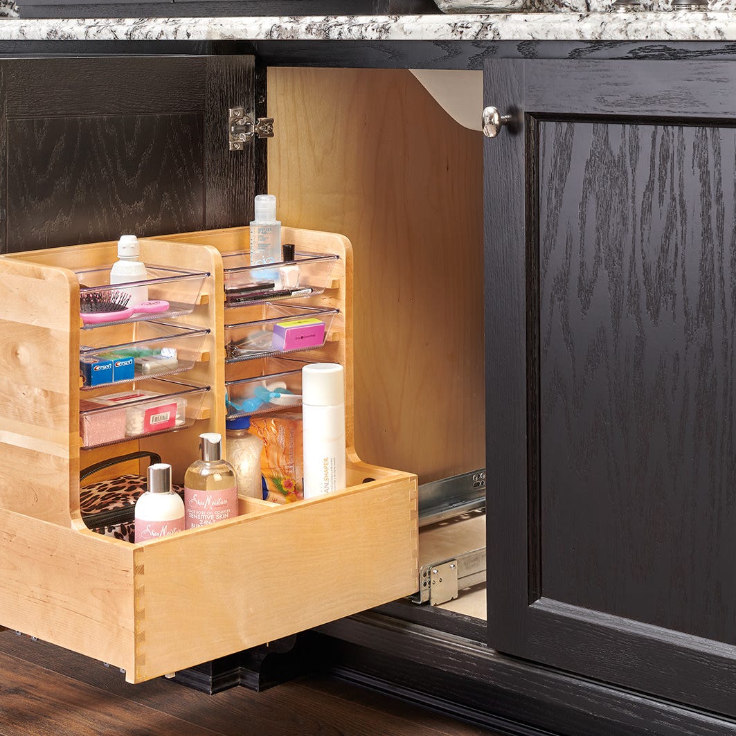 Rev-A-Shelf Maple L-Shaped Vanity Organizer