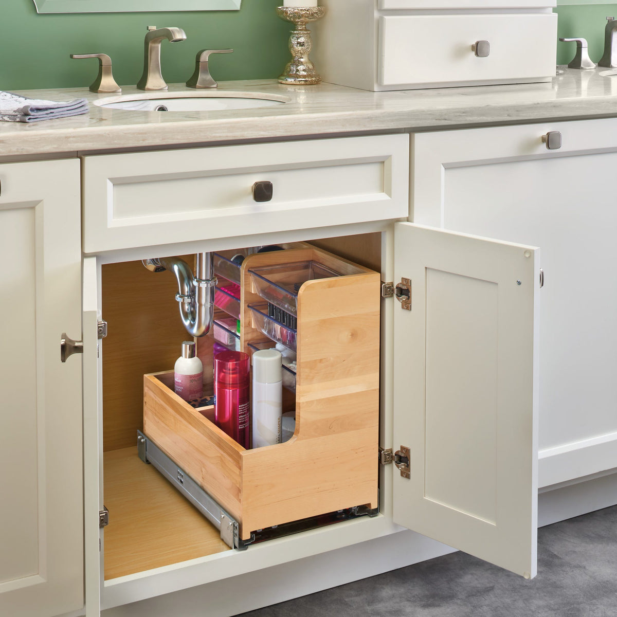 Rev-A-Shelf Maple L-Shaped Vanity Organizer