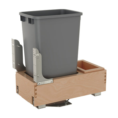 Rev-A-Shelf Maple Pullout Waste Container with Rev-A-Motion Soft-Open/Soft-Close, Metallic Silver, 15"