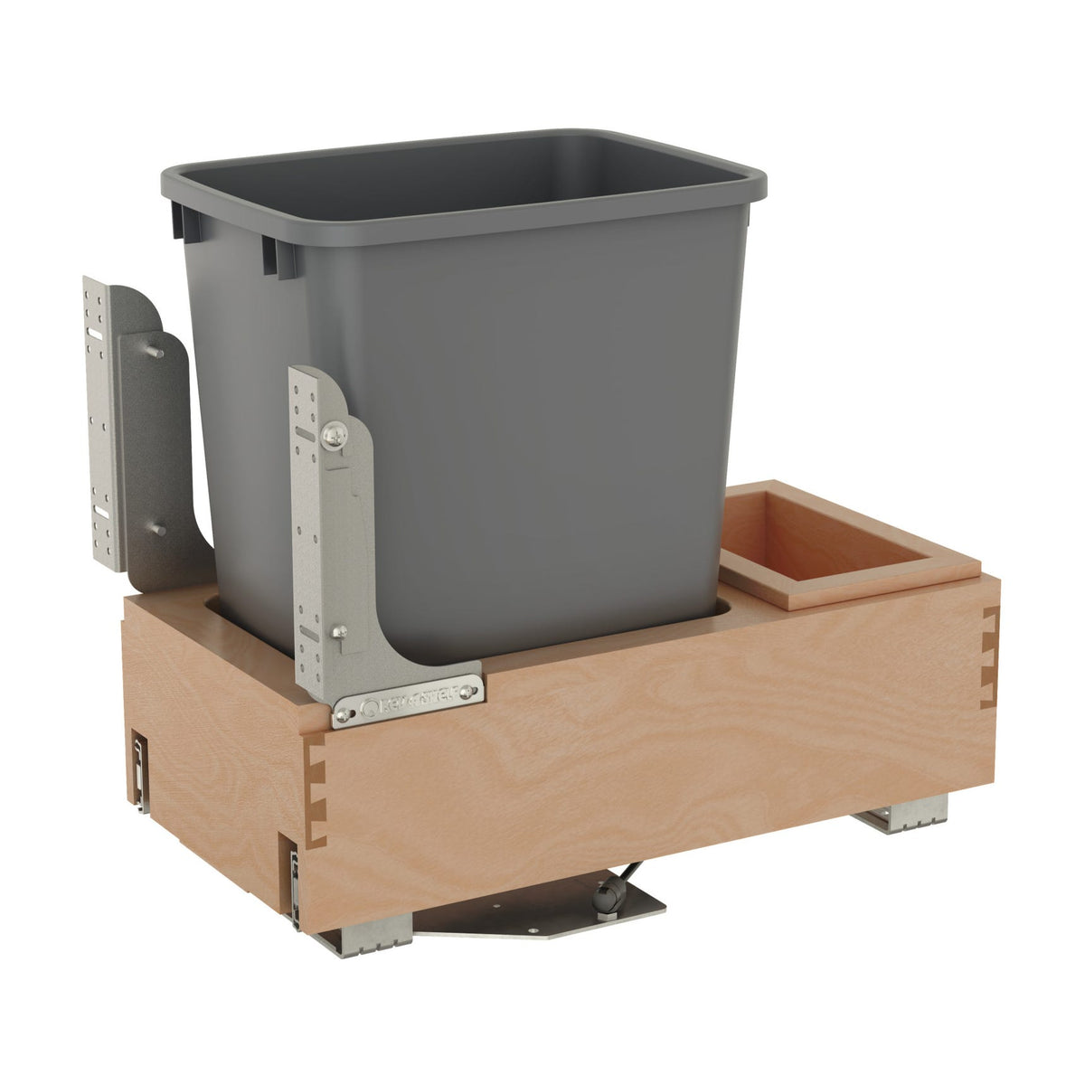 Rev-A-Shelf Maple Pullout Waste Container with Rev-A-Motion Soft-Open/Soft-Close, Metallic Silver, 15"