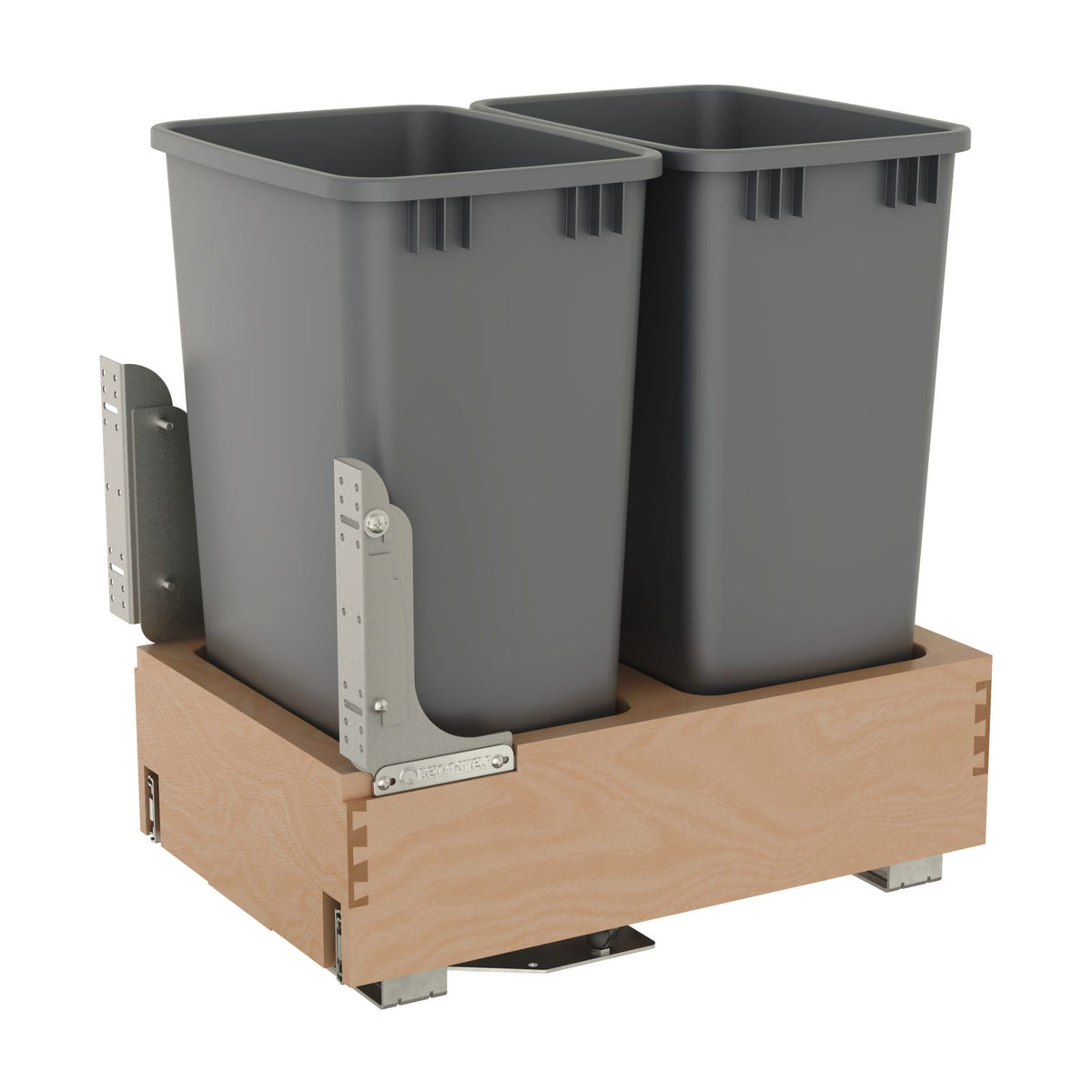 Rev-A-Shelf Maple Pullout Waste Container with Rev-A-Motion Soft-Open/Soft-Close, Metallic Silver, 18"