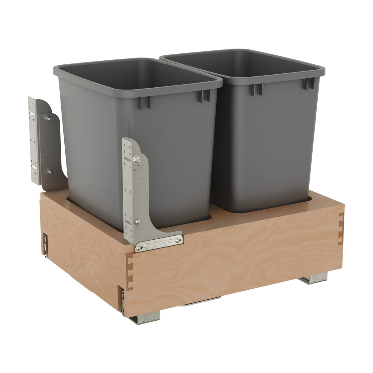 Rev-A-Shelf Maple Pullout Waste Container with Rev-A-Motion Soft-Open/Soft-Close, Metallic Silver, 21"