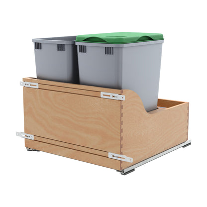 Rev-A-Shelf Maple Pullout Waste Container with Soft-Close, Metallic Silver, 24"
