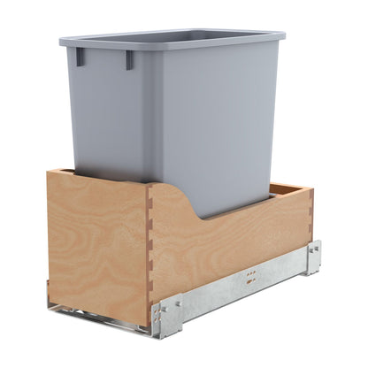 Rev-A-Shelf Maple Pullout Waste Container with Soft-Close, Metallic Silver, 12"