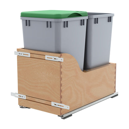 Rev-A-Shelf Maple Pullout Waste Container with Soft-Close, Metallic Silver, 15"