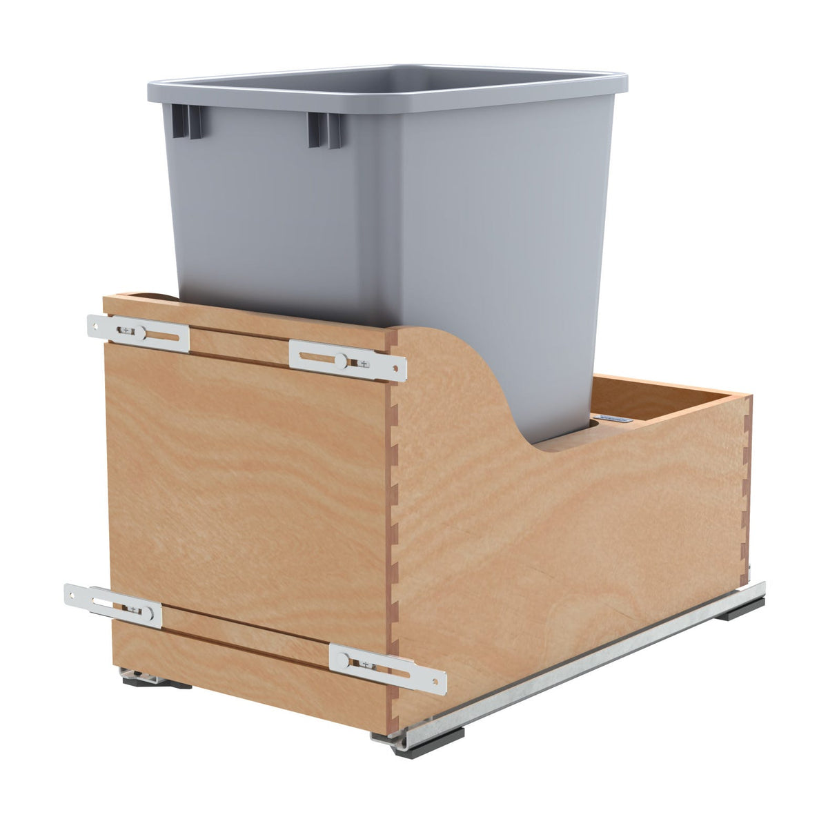 Rev-A-Shelf Maple Pullout Waste Container with Soft-Close, Metallic Silver, 15"