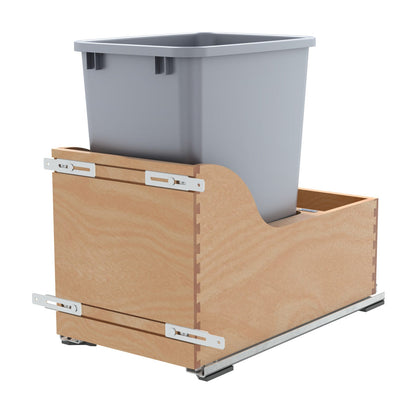 Rev-A-Shelf Maple Pullout Waste Container with Soft-Close, Metallic Silver, 15"