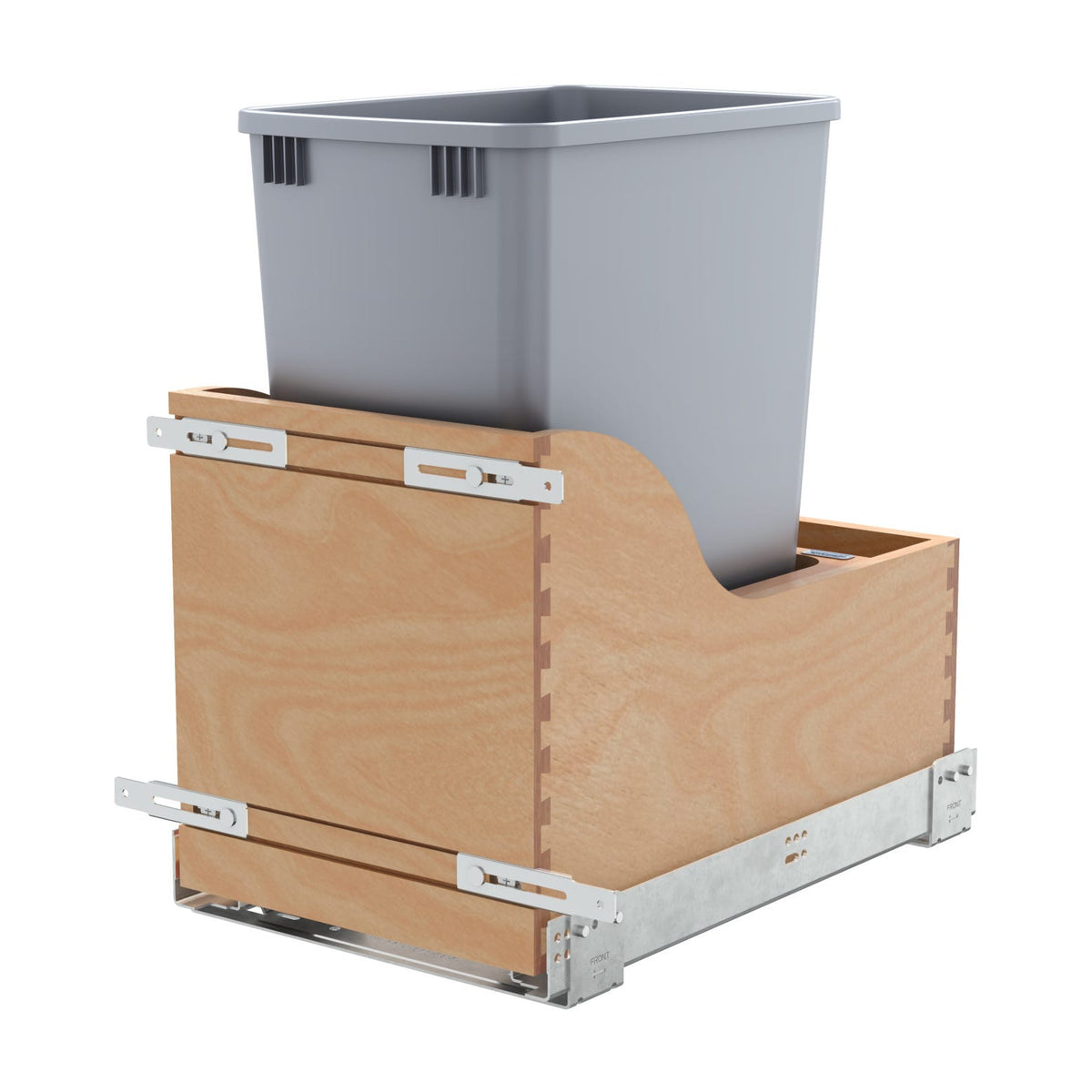 Rev-A-Shelf Maple Pullout Waste Container with Soft-Close, Metallic Silver, 15"