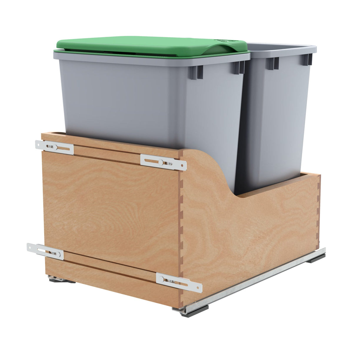 Rev-A-Shelf Maple Pullout Waste Container with Soft-Close, Metallic Silver, 18"