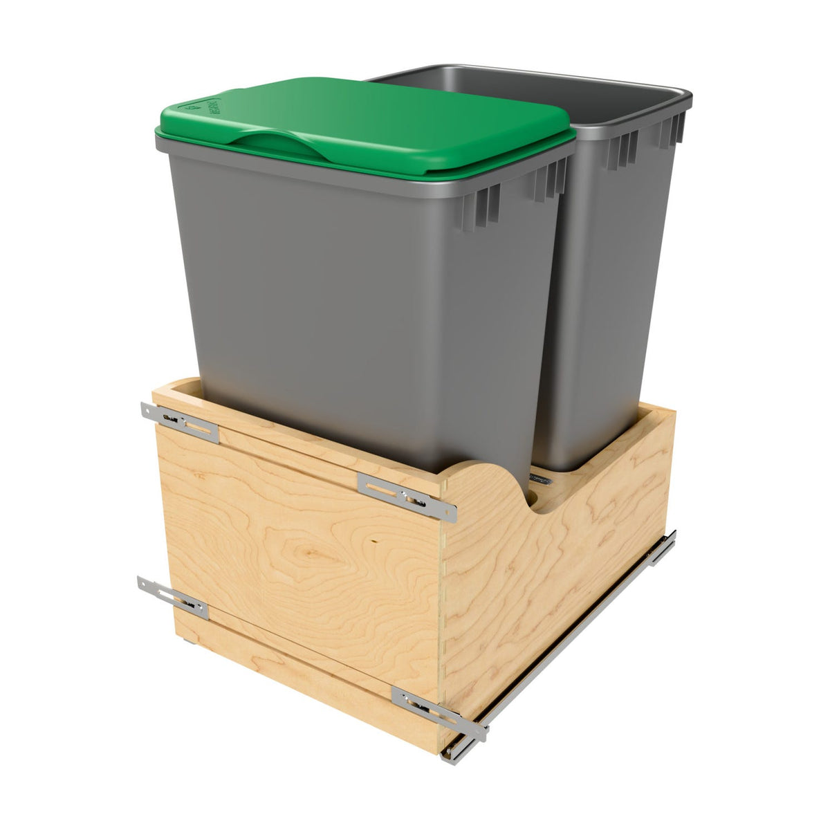 Rev-A-Shelf Maple Pullout Waste Container with Soft-Close, Metallic Silver, 18"