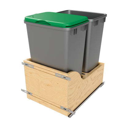 Rev-A-Shelf Maple Pullout Waste Container with Soft-Close, Metallic Silver, 18"