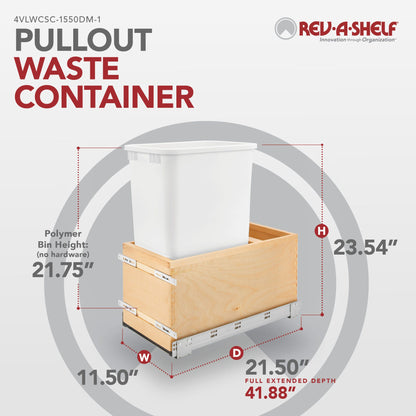 Rev-A-Shelf Maple Value Line Pullout Waste Container with Soft-Close, maple