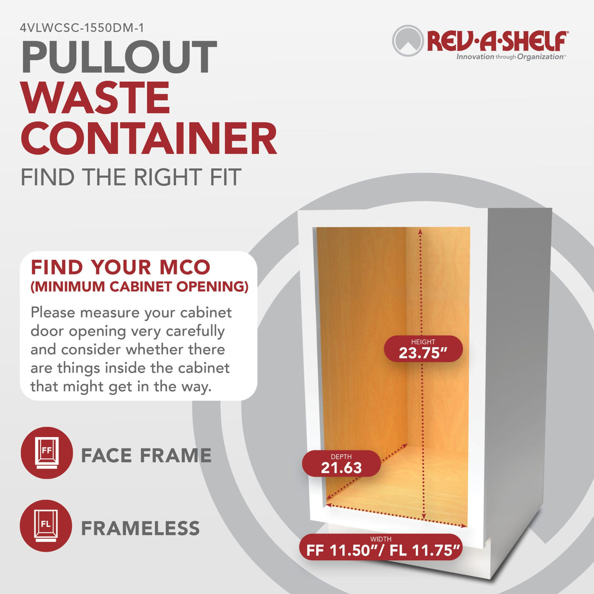 Rev-A-Shelf Maple Value Line Pullout Waste Container with Soft-Close, maple