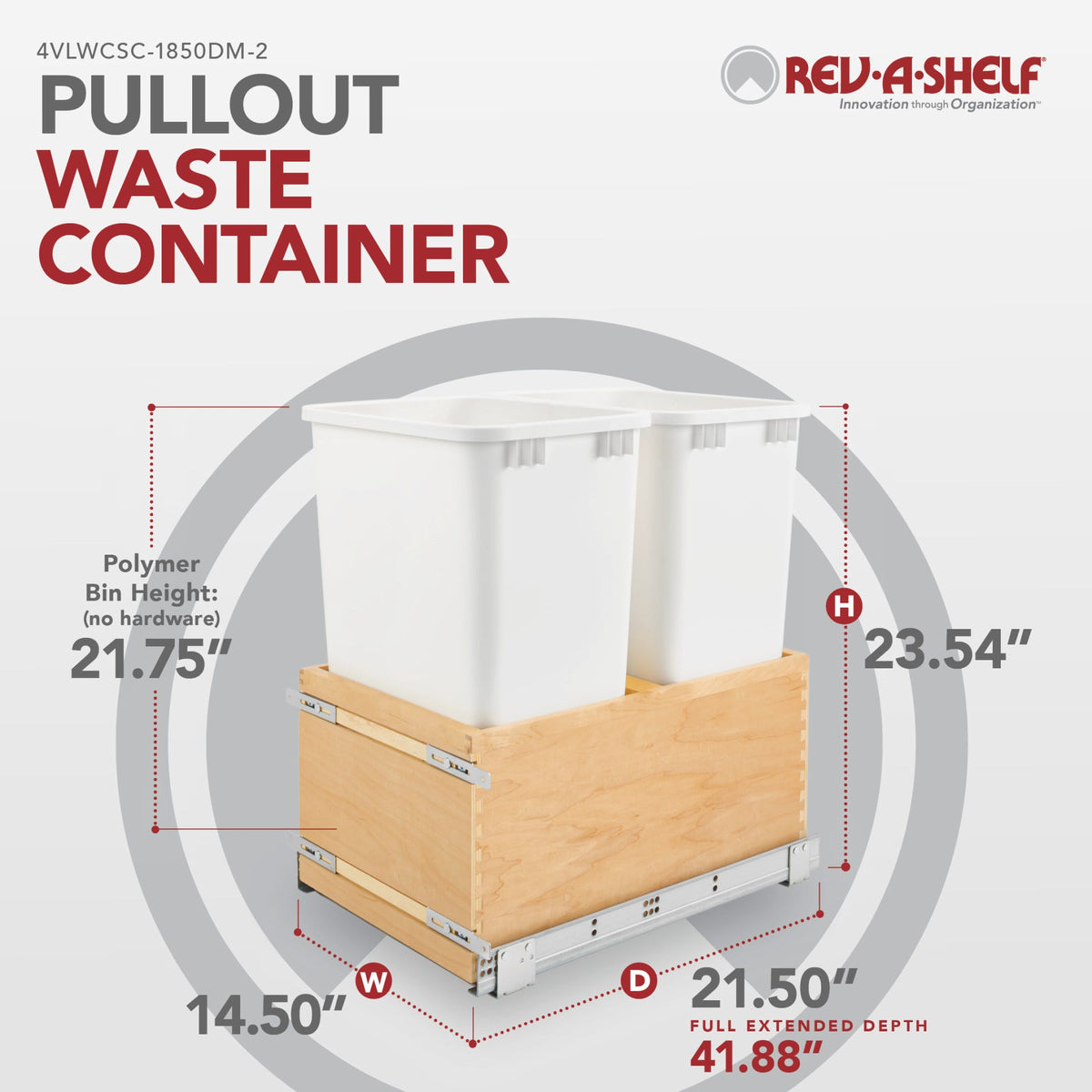 Rev-A-Shelf Maple Value Line Pullout Waste Container with Soft-Close, maple