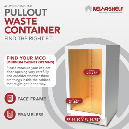 Rev-A-Shelf Maple Value Line Pullout Waste Container with Soft-Close, maple