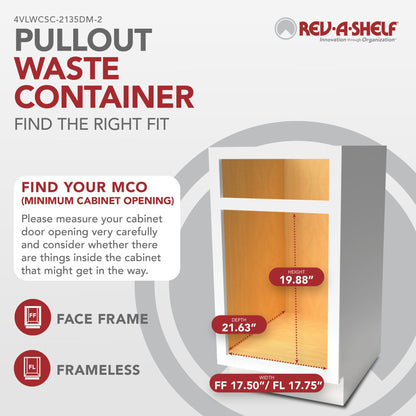 Rev-A-Shelf Maple Value Line Pullout Waste Container with Soft-Close, maple