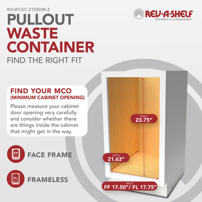 Rev-A-Shelf Maple Value Line Pullout Waste Container with Soft-Close, maple
