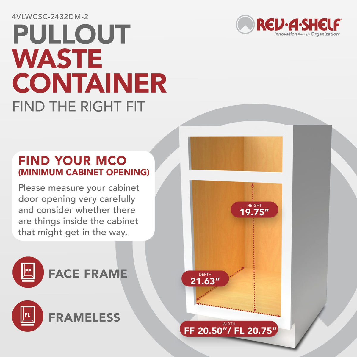 Rev-A-Shelf Maple Value Line Pullout Waste Container with Soft-Close, maple